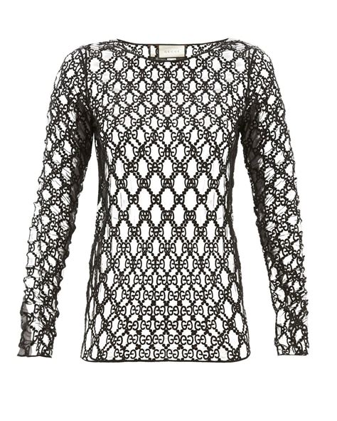 gucci mesh long sleeve top|Gucci long sleeves dresses.